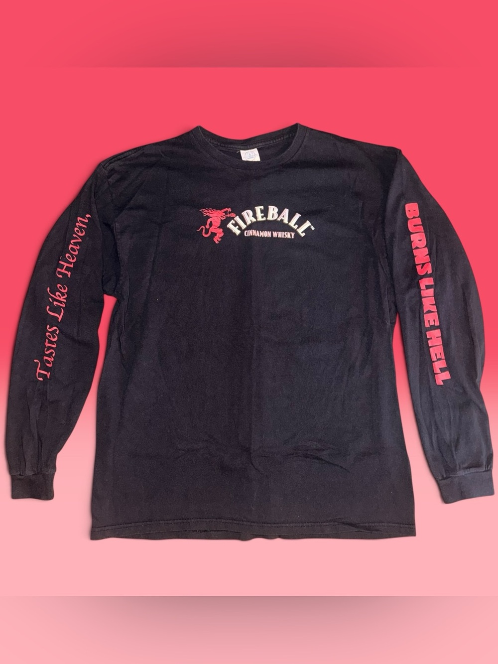 Fireball Cinnamon Whisky Graphic Slogan Logo Long Sleeve T-Shirt Adult XL